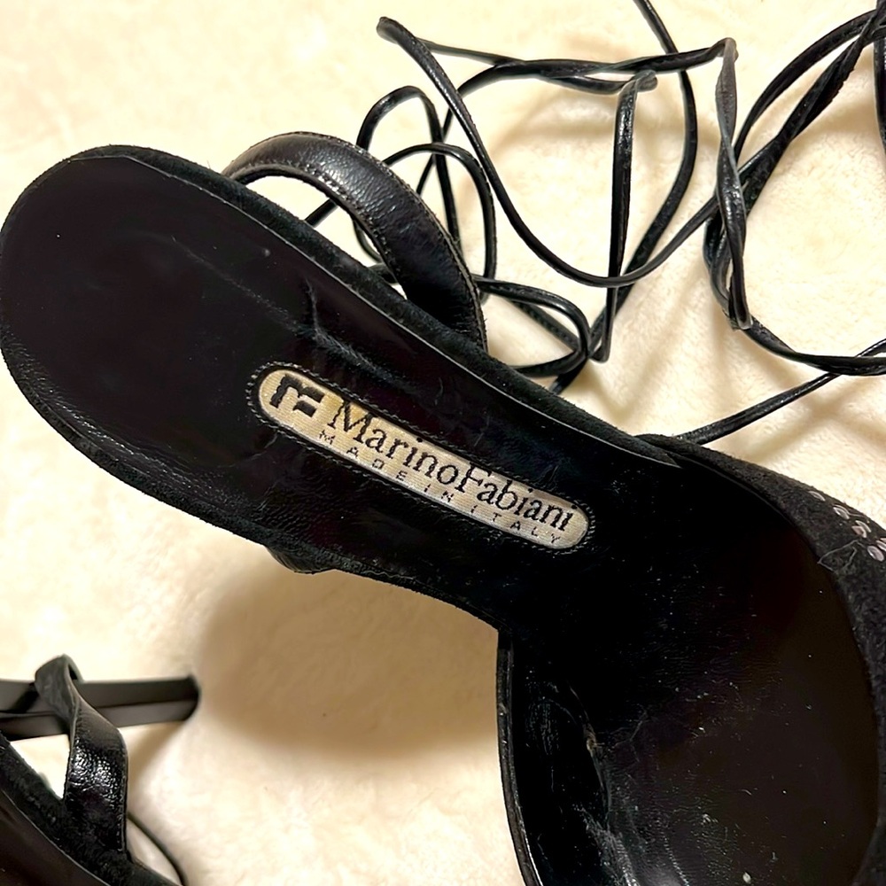 Marino Fabiani. Black Suede High Heel Shoes with straps. Size 39/8 Made in Italy - Picture 2 of 6